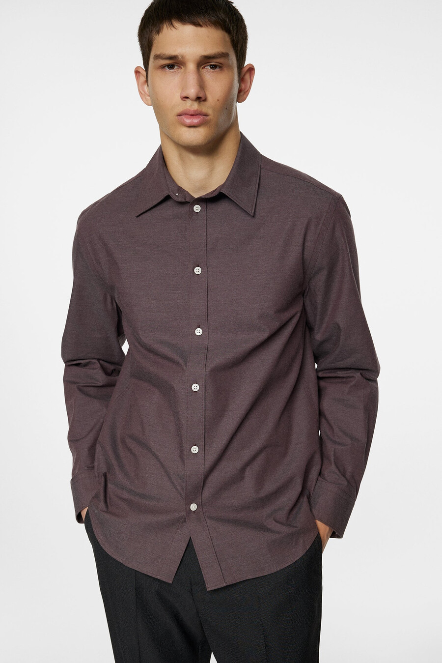 camisa de franela ligera y ajustada