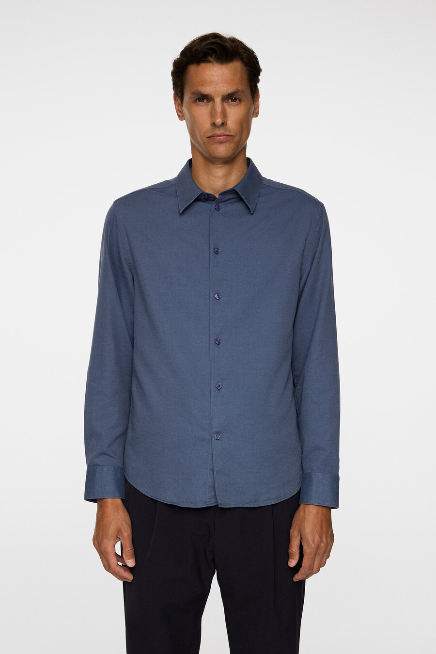 camisa de algodón tencel de manga larga entallada
