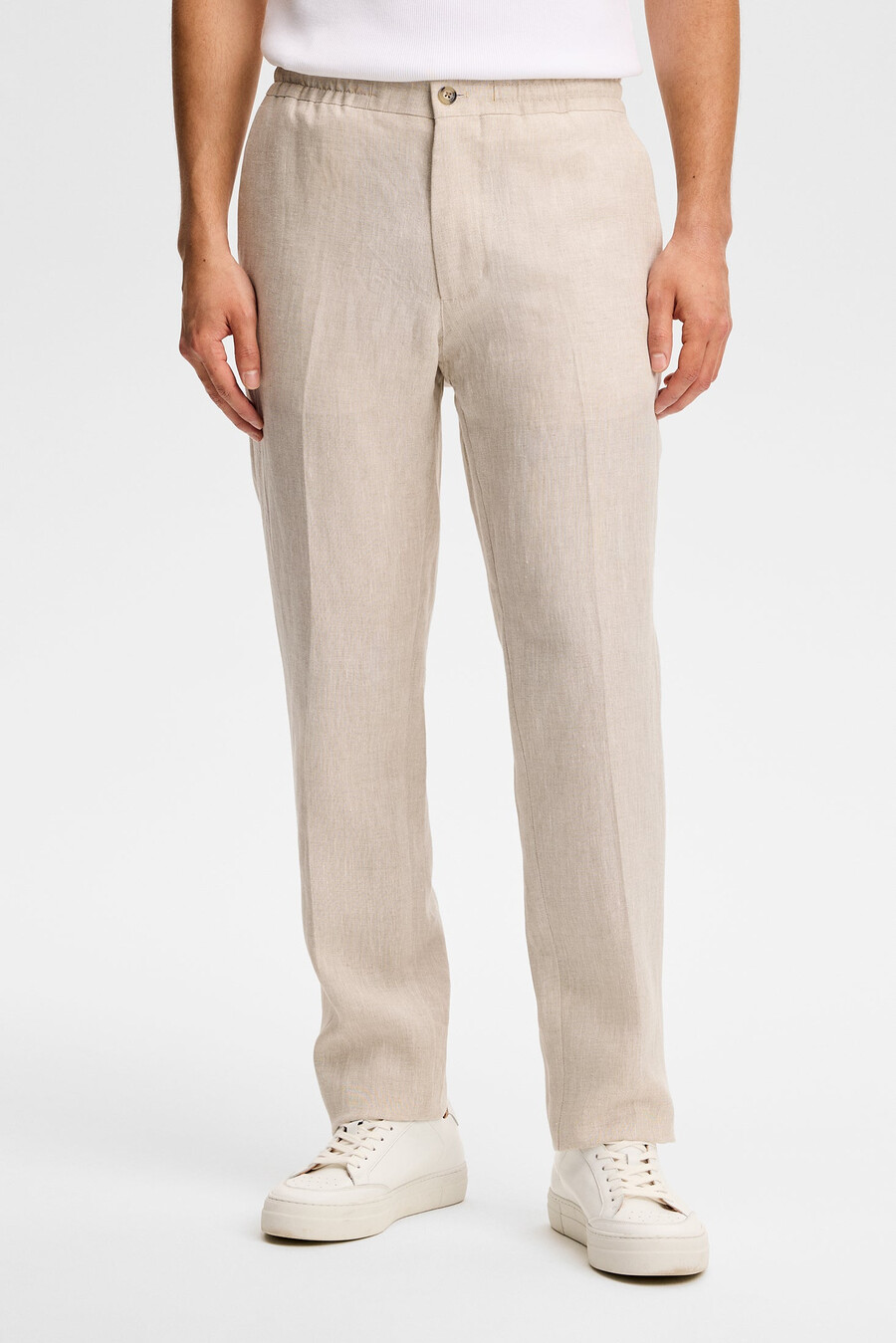 pantalones de lino drapeados soren